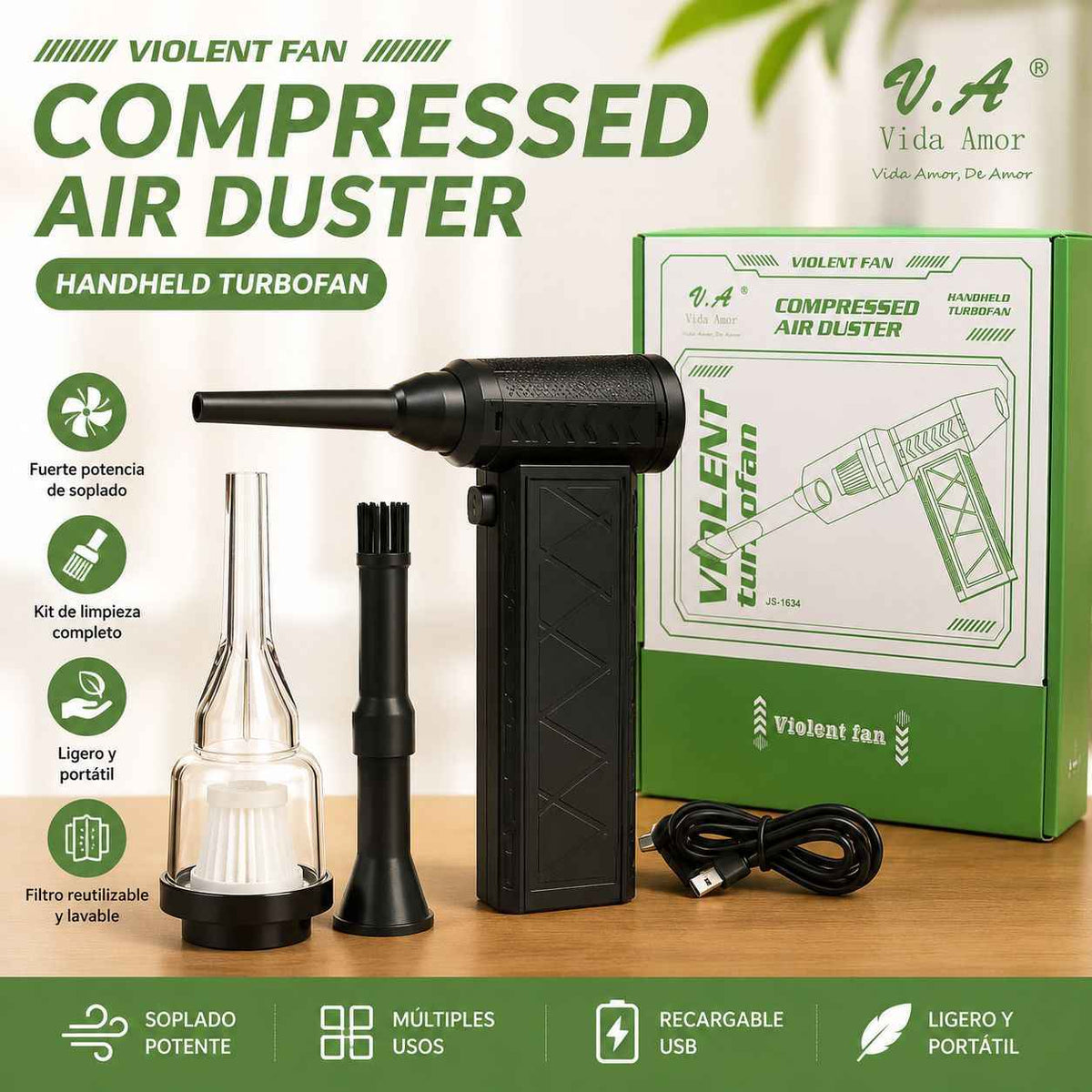 Soplador de Aire Turbo Recargable USB